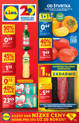 Leták Lidl Štvrtok od 17.10. do 20.10.2024