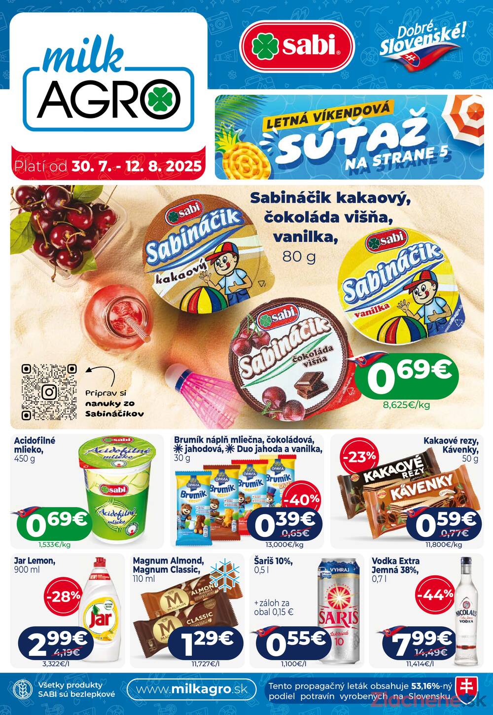 Leták MILK - AGRO - MILK - AGRO do 12.8. - strana 1