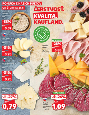 Kaufland 21.8. - 27.8. - Kaufland Vranov nad Topľou