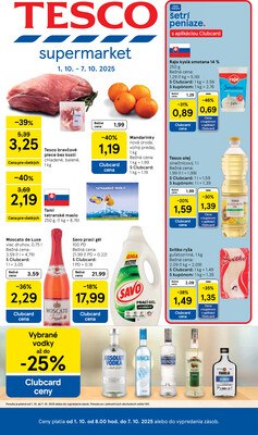 Tesco supermarkety od 1.10. do 7.10.2025