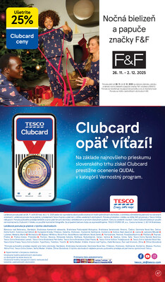 Tesco malé hypermarkety od 26.11. do 2.12.2025