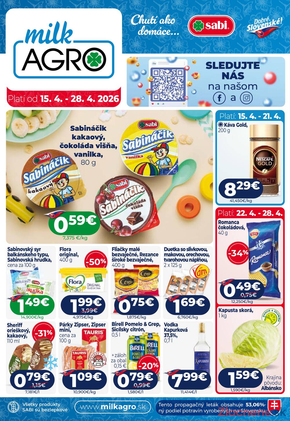 Leták MILK - AGRO - MILK - AGRO do 28.4. - strana 1