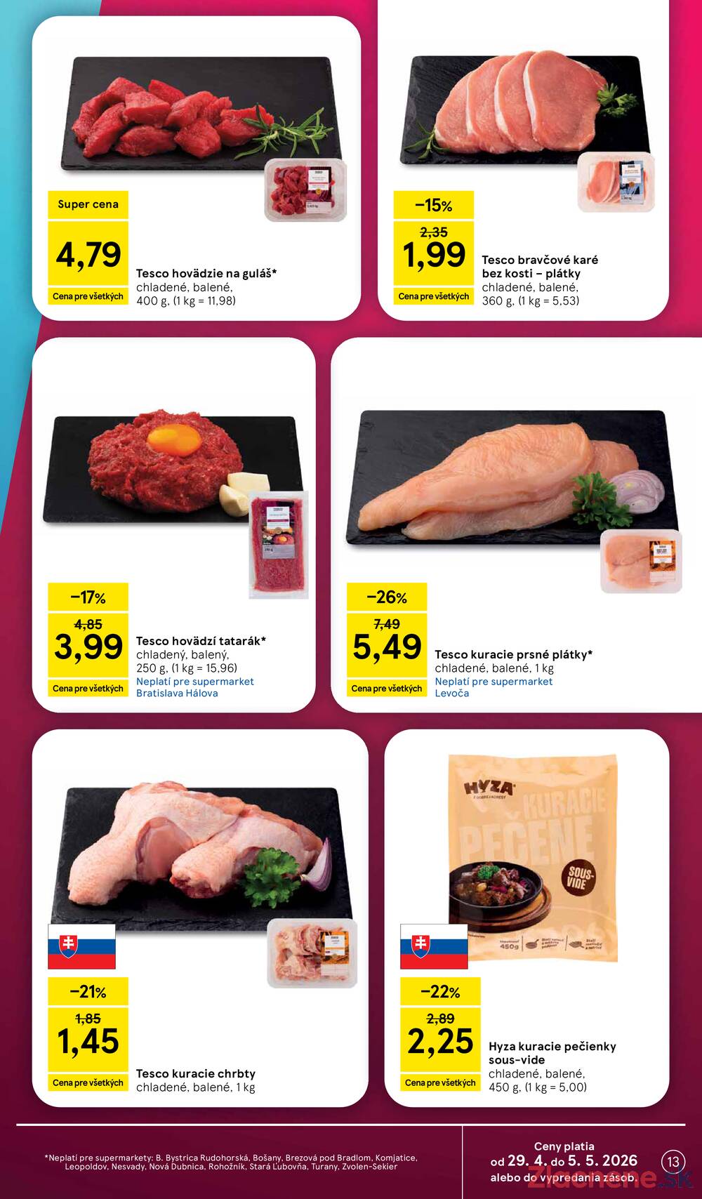 Tesco supermarkety od 29.4. do 5.5.2026