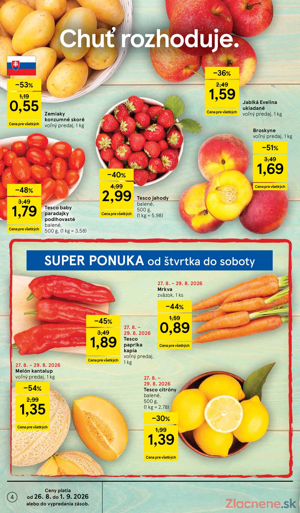 Tesco supermarkety od 26.8. do 1.9.2026