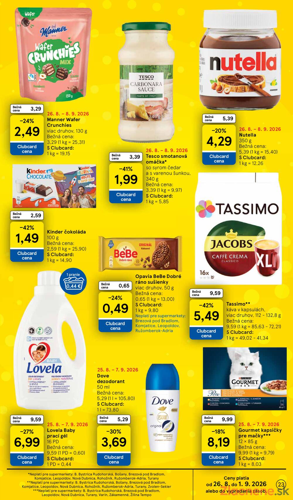 Tesco supermarkety od 26.8. do 1.9.2026