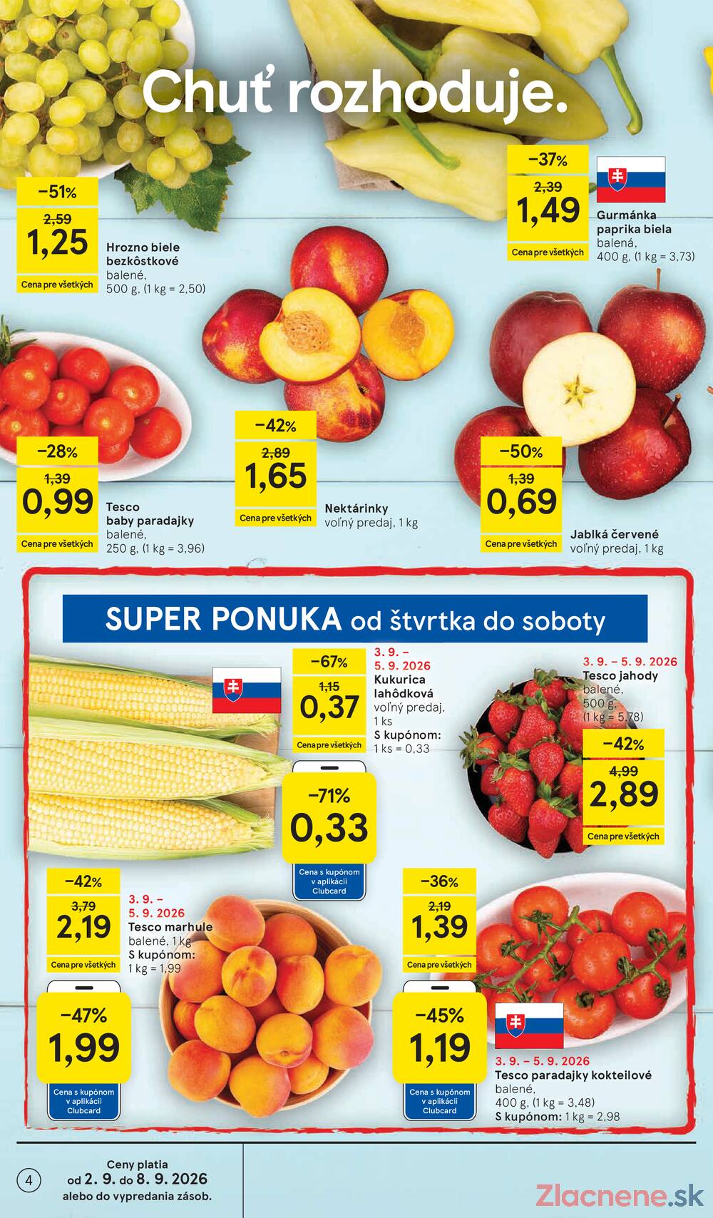 Tesco supermarkety od 2.9. do 8.9.2026