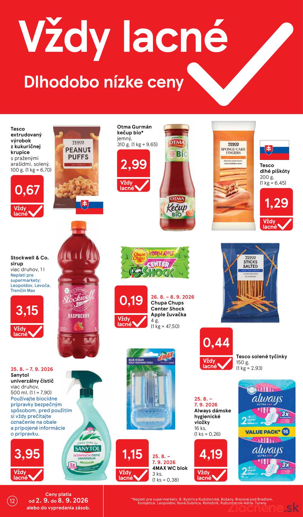 Tesco supermarkety od 2.9. do 8.9.2026