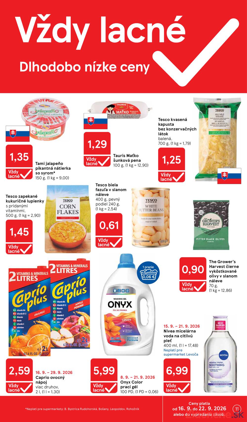 Tesco supermarkety od 16.9. do 22.9.2026