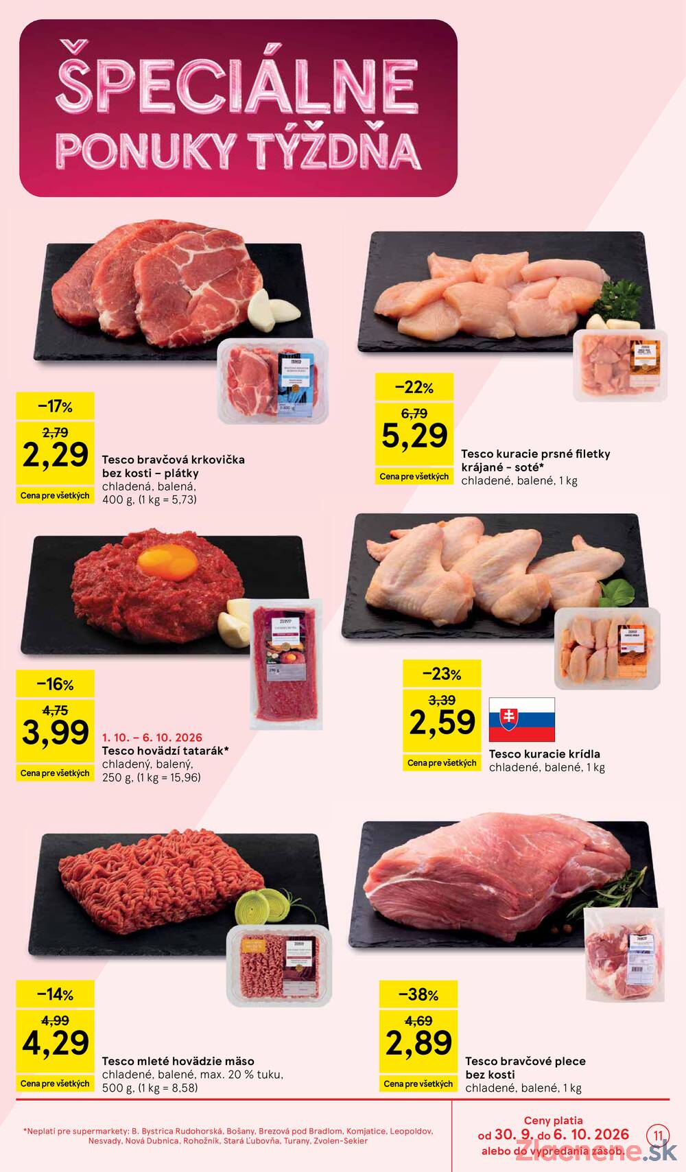 Tesco supermarkety od 30.9. do 6.10.2026