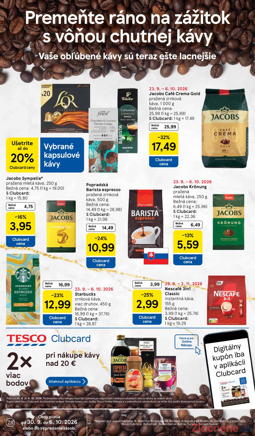 Tesco supermarkety od 30.9. do 6.10.2026