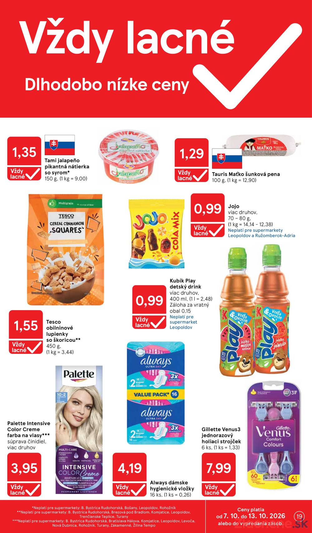 Tesco supermarkety od 7.10. do 13.10.2026