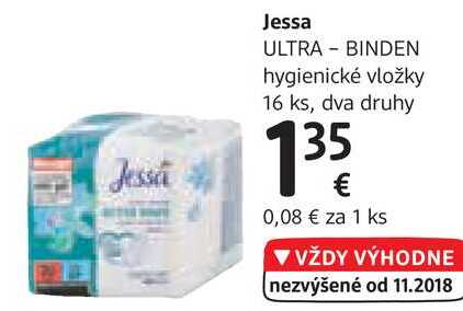 Jessa ULTRA - BINDEN hygienické vložky 16 ks, dva druhy 