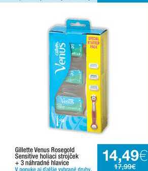Gillette Venus Rosegold Sensitive holiaci strojček + 3 náhradné hlavice