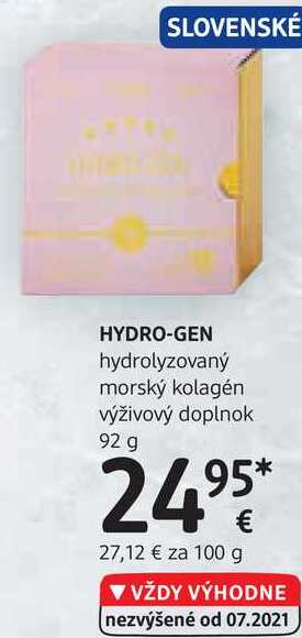 HYDRO-GEN hydrolyzovaný morský kolagén výživový doplnok, 92 g