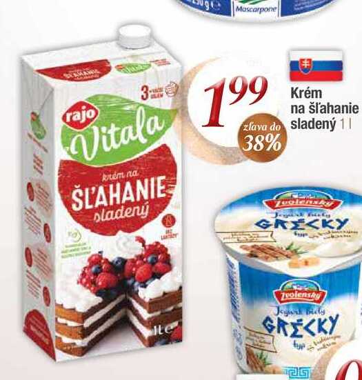 Krém na šľahanie sladený 1 l