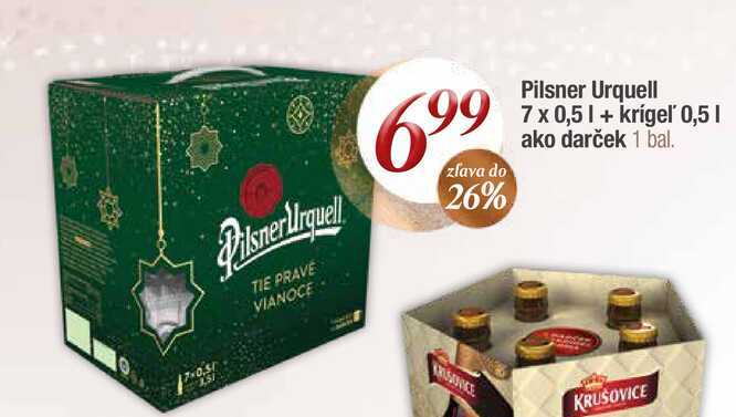 Pilsner Urquell 7 x 0,5 l + krígeľ 0,5 l