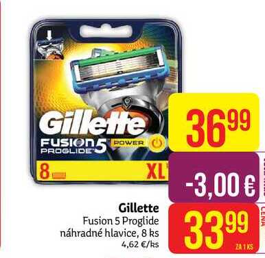  Gillette Fusion 5 Proglide náhradné hlavice, 8 ks 4,62 €/ks  