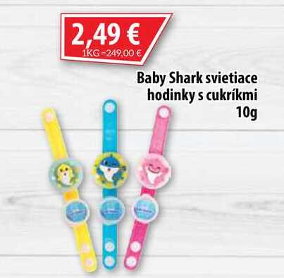 Baby Shark svietiace hodinky s cukríkmi 10 g