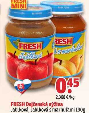 FRESH Dojčenská výživa Jablková, Jablková s marhuľami 190g