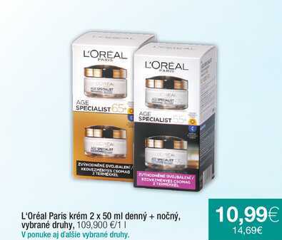 L'Oréal Paris krém 2 x 50 ml denný + nočný