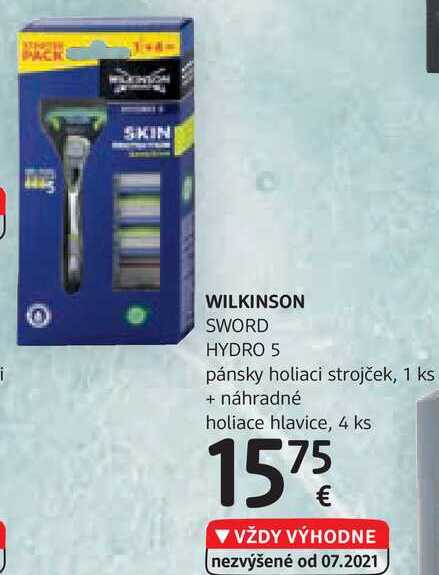 WILKINSON SWORD HYDRO 5 pánsky holiaci strojček, 1 ks + náhradné holiace hlavice, 4 ks 