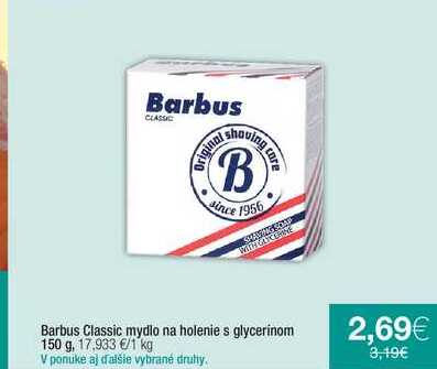 Barbus Classic mydlo na holenie s glycerinom 150 g
