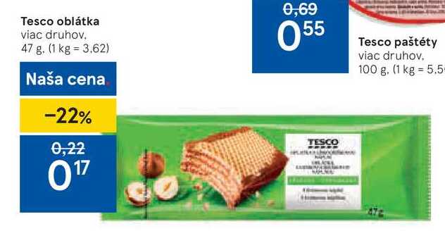 ARCHIV Tesco Obl tka 47 G V Akcii Platn Do 11 1 2022 Zlacnene sk