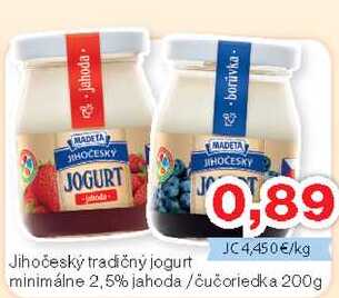 Jihočeský tradičný logurt minimálne 2,5% jahoda /čučoriedka 200g