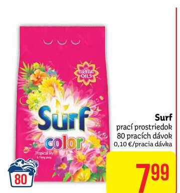  Surf color Surf prací prostriedok 80 pracích dávok 0,10 €/l