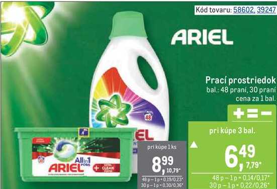 Ariel Prací Prostriedok Bal.: 48 Prani, 30 Praní V Akcii 