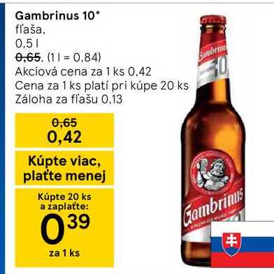 Gambrinus 10 %, 0,5 l