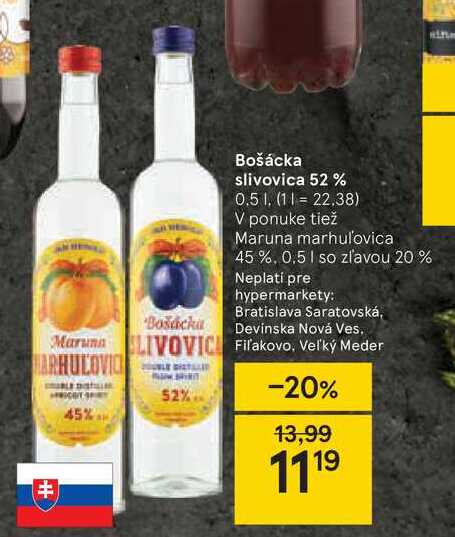 Bošácka slivovica 52 %, 0,5 l