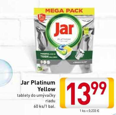  Jar Platinum Yellow tablety do umývačky riadu 60 ks 