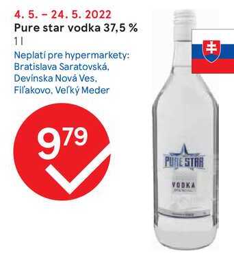 Pure star vodka 37,5 %, 1 l