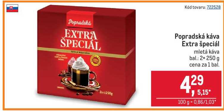 Popradská káva Extra špeciál mletá káva 250g
