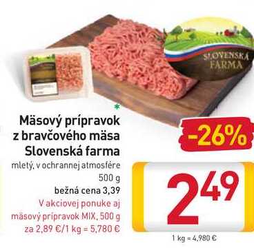   Mäsový prípravok z bravčového mäsa Slovenská farma 500 g
