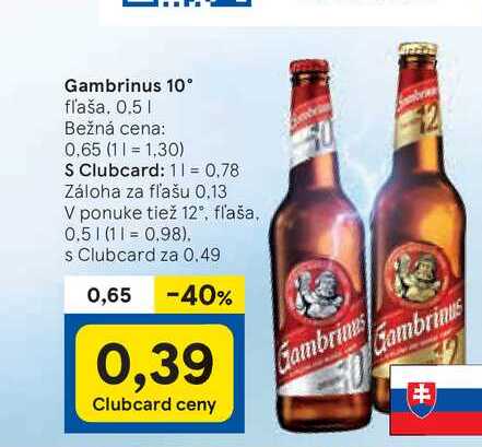 Gambrinus 10 %, 0,5 l