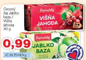 Ovocný čaj Jablko Popradský baza / Višňa VIŠŇA JAHODA jahoda 40 g 