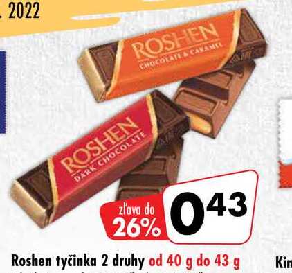 Roshen tyčinka  od 40 g do 43 g Kin 