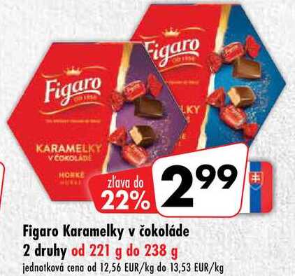 Figaro Karamelky v čokoláde od 221 g do 238 g 