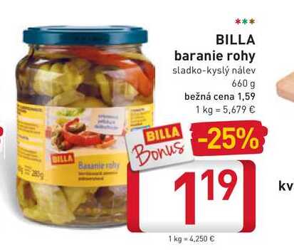 BILLA baranie rohy sladko-kyslý nálev 660 g