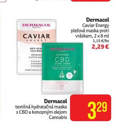 Dermacol Caviar Energy pleťová maska proti vráskam, 2 x 8 ml