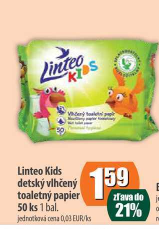 Linteo Kids detský vlhčený toaletný papier 50 ks 