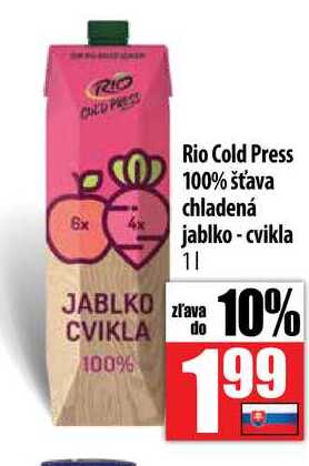 Rio Cold Press 100% šťava chladená jablko - cvikla 1 l