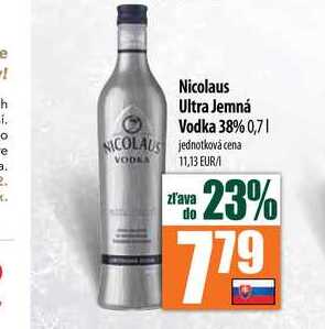 Nicolaus Ultra Jemná Vodka 38% 0,7 l
