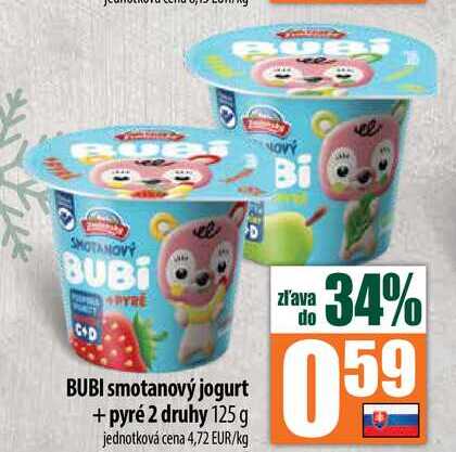 BUBI smotanový jogurt + pyré 2 druhy 125 g
