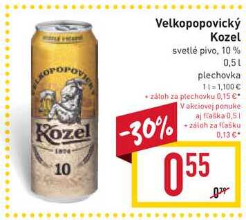 Velkopopovický Kozel svetlé pivo, 10% 0,5l