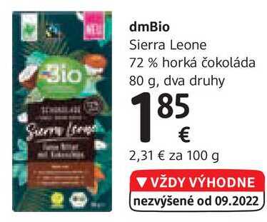 dmBio Sierra Leone 72 % horká čokoláda, 80 g