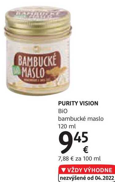 PURITY VISION BIO bambucké maslo, 120 ml
