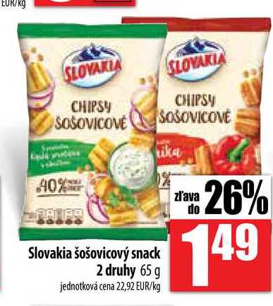 Slovakia šošovicový snack 2 druhy 65 g 